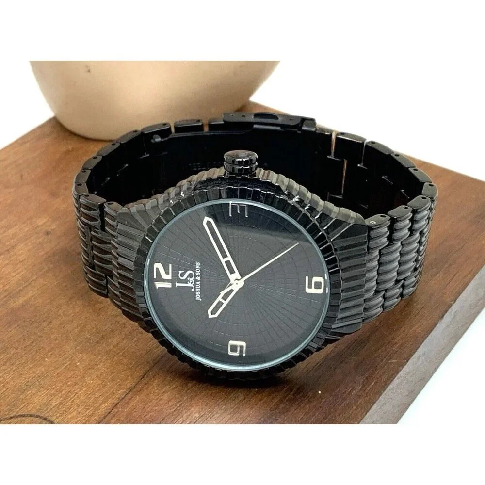 Joshua & Sons Men's Watch JS99BK Quartz Black Dial Stainless Steel 44mm